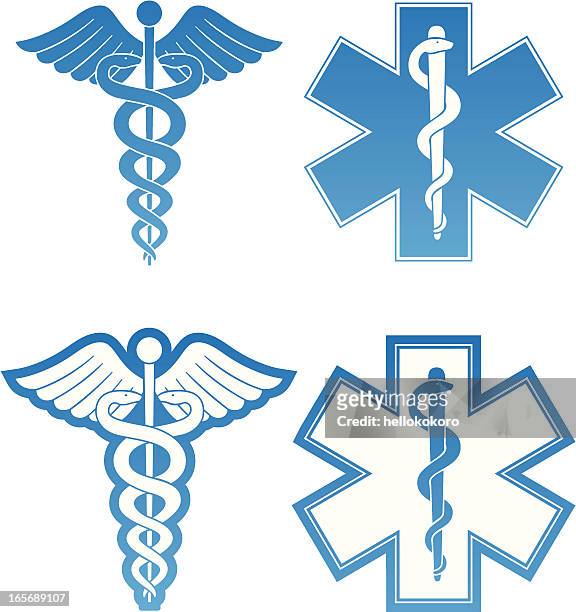 caduceus and star of life - medical symbol stock illustrations
