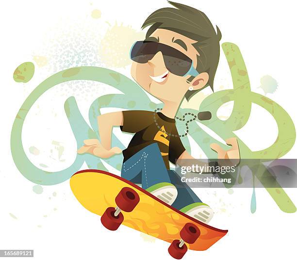 skater boy - skateboard stock illustrations
