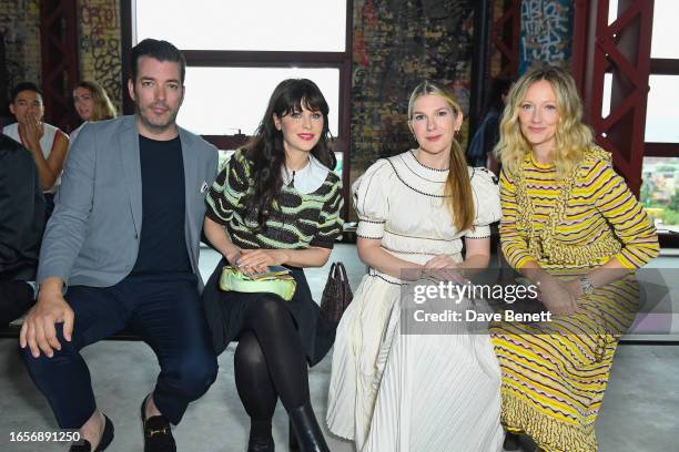 Jonathan Scott, Zooey Deschanel, Lily Rabe and Judy Greer attend the Ulla Johnson SS24 front row during New York Fashion Week September 2023 at...