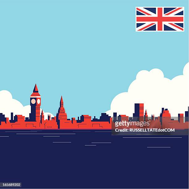 ilustraciones, imágenes clip art, dibujos animados e iconos de stock de uk landmark támesis - clear sky