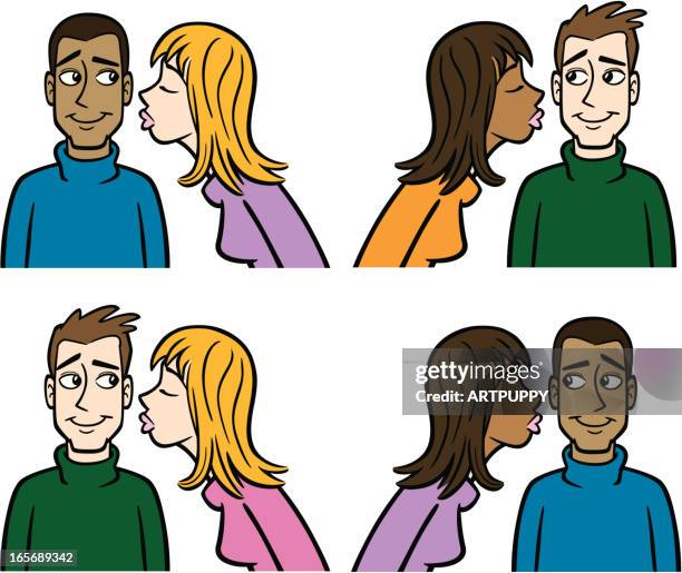 kissing couples - hispanic couple stock illustrations