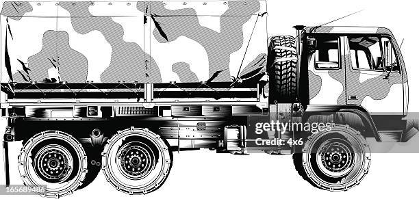 close-up of an army truck - allied forces stock illustrations