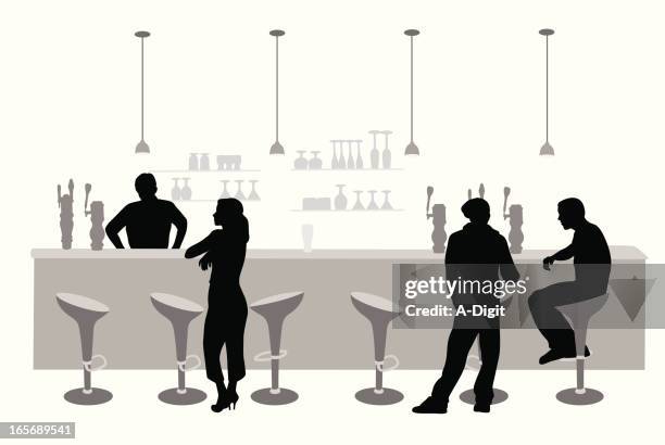 talking over vector silhouette - draft beer stock illustrations