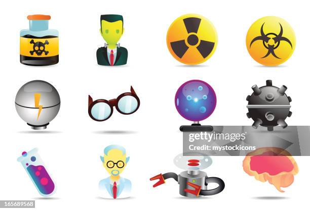 universal icons | mad science - vector crazy scientist stock illustrations