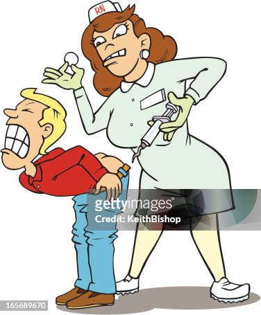 Nurse Giving A Shot To Patient Cartoon High-Res Vector Graphic - Getty  Images