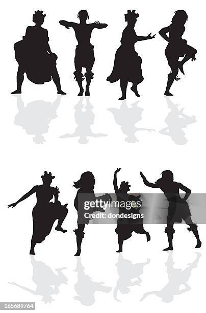 african dancers silhouette - african culture stock illustrations