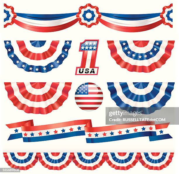 american-bunting - us patriotenschleife stock-grafiken, -clipart, -cartoons und -symbole