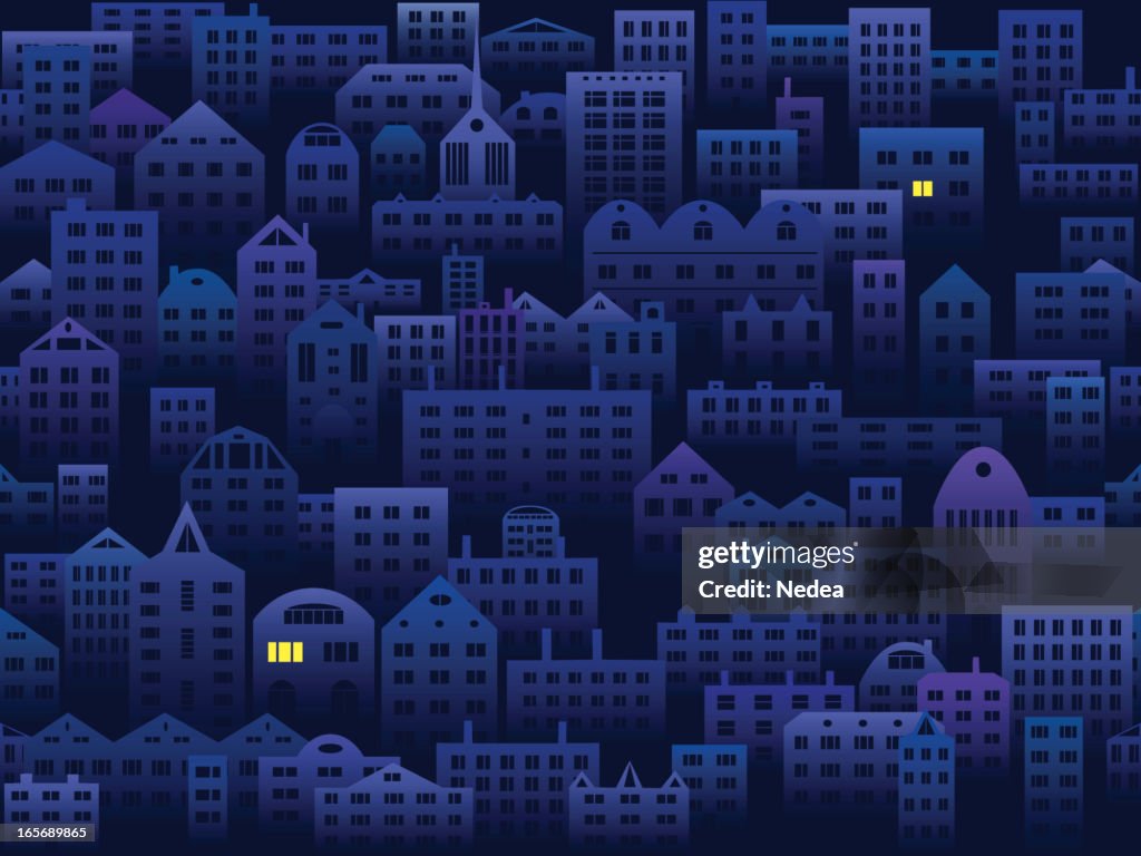 City in the night seamless background