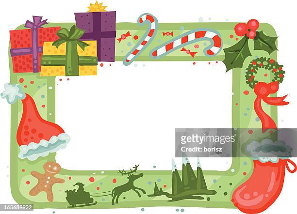 christmas frame - ribbon reef stock illustrations