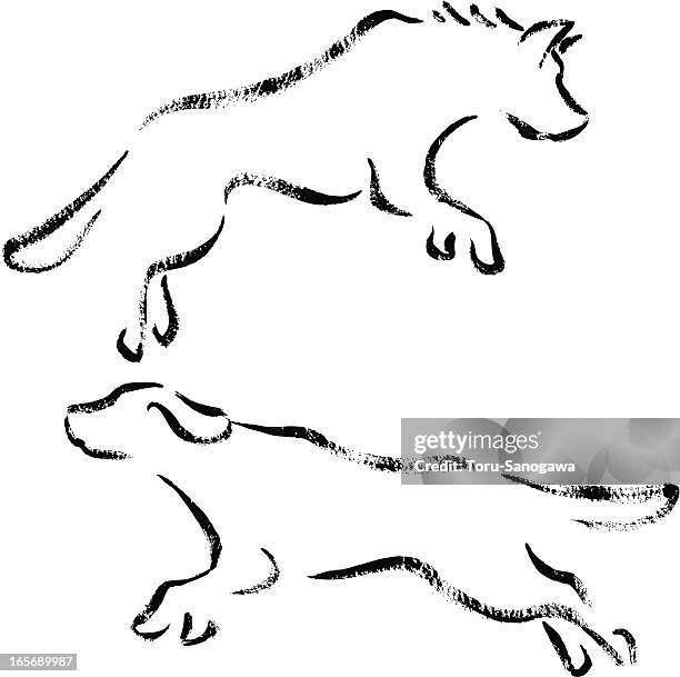 jumping hunde - dog husky stock-grafiken, -clipart, -cartoons und -symbole