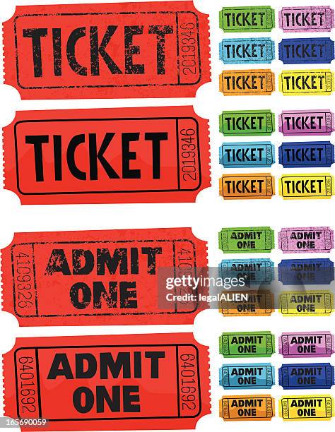 stockillustraties, clipart, cartoons en iconen met ticket admit one - filmkaartje