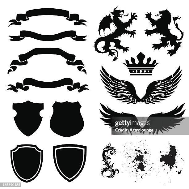 shield designs - gothic style stock illustrations