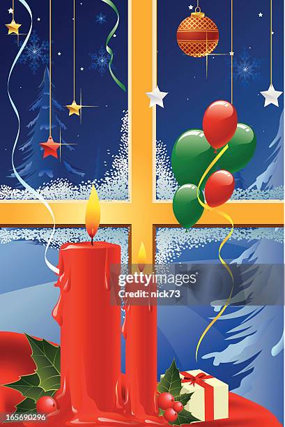 christmas background - winter window stock illustrations