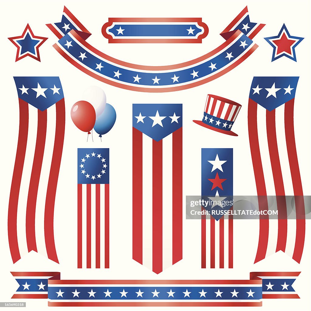 American Flags and Ribbons