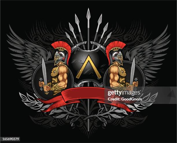 sparta shield - gladiator stock illustrations