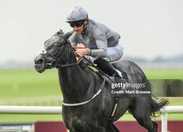 Kildare , Ireland - 10 September 2023; Fallen Angel, with Daniel Tudhope up, on their way to winning The Moyglare Stud Stakes on day two of the Irish...