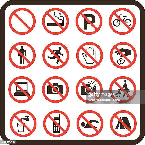 simple prohibited signs - denial stock illustrations