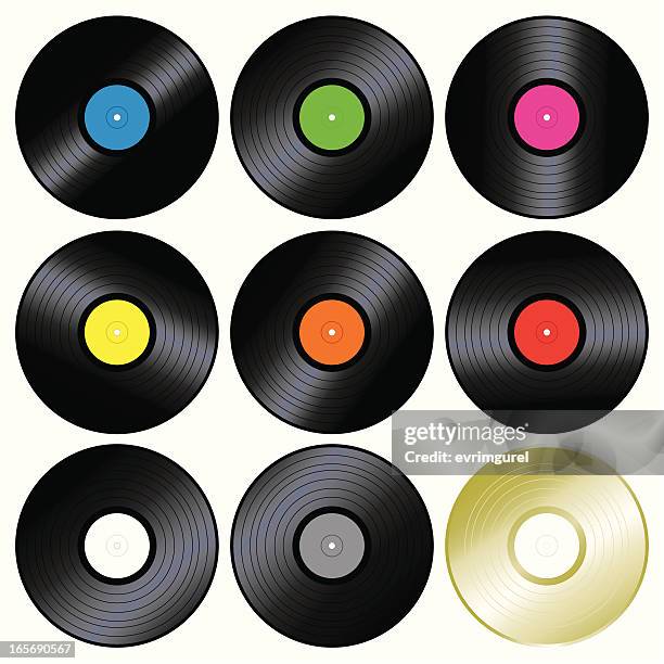 vector illustration of multiple vinyl records - blues music stock illustrations