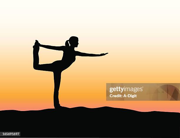 yoga strength vector silhouette - good posture stock illustrations