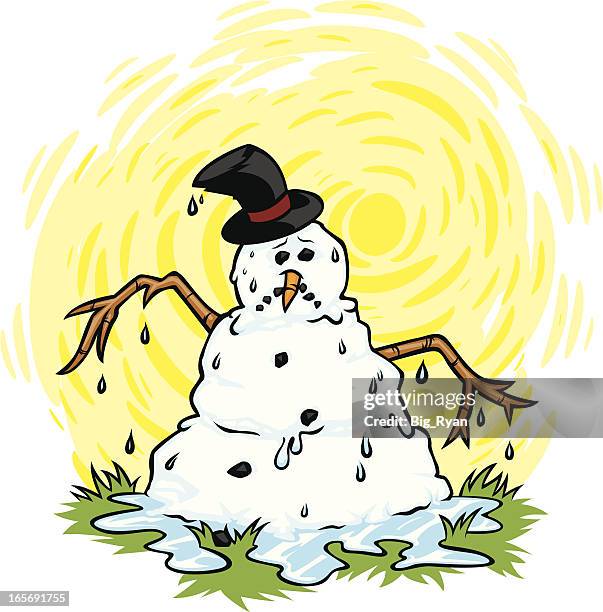 melting snowman - melting snowman stock illustrations