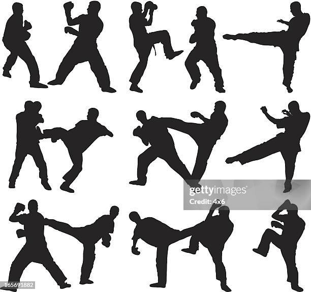 men doing kickboxing - kickboxing stock illustrations