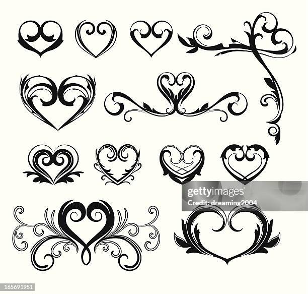 ilustrações, clipart, desenhos animados e ícones de designs de coração - tattoo designs hearts