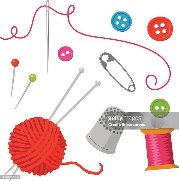 sewing elements - sewing needle stock illustrations