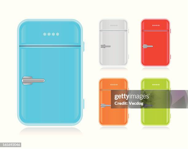 illustrations, cliparts, dessins animés et icônes de rétro réfrigérateur - réfrigérateur fermé