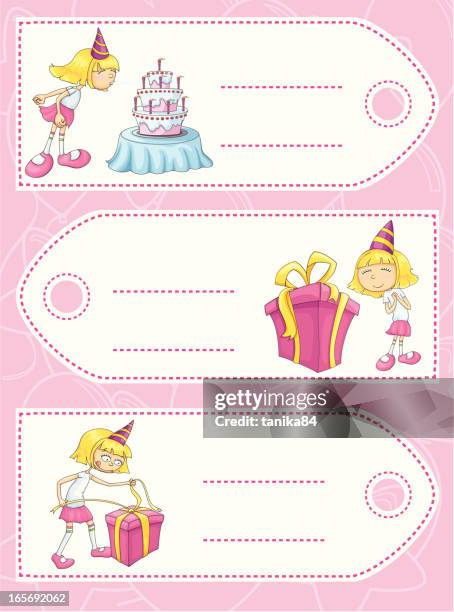 gift tags - blowing candles stock illustrations
