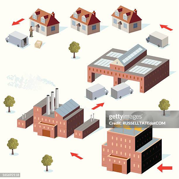 from head office to consumer - huge task stock illustrations