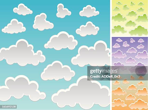 cartoon cloud set - cloudy horizon stock illustrations
