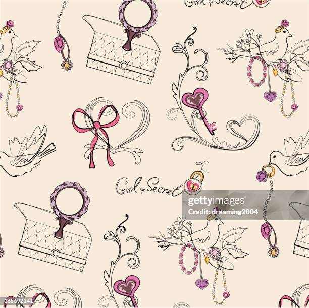 illustrations, cliparts, dessins animés et icônes de motif design girly - collier diamants