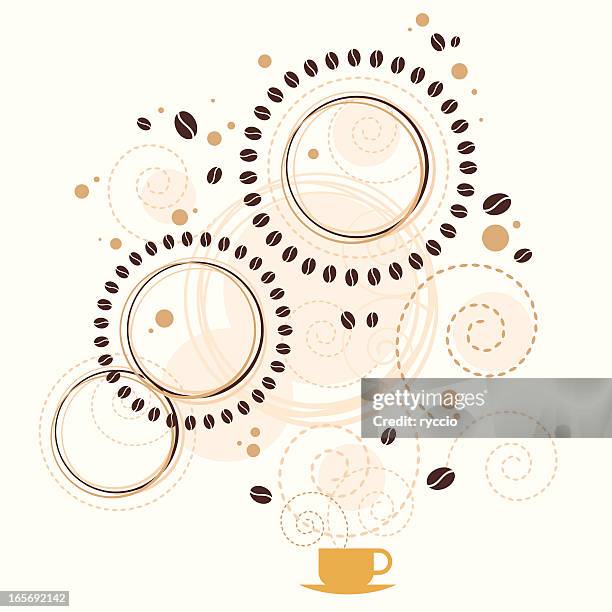 ilustraciones, imágenes clip art, dibujos animados e iconos de stock de gráficos aroma a café - dispersa