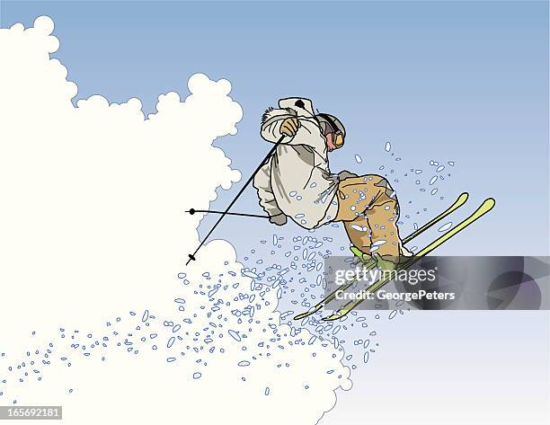 illustrations, cliparts, dessins animés et icônes de extreme ski dans les nuages - saut à ski