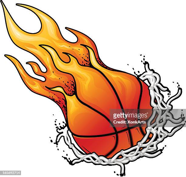 flaming basketball und internet - basketball net stock-grafiken, -clipart, -cartoons und -symbole