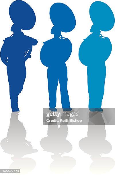 marching band sousaphone players - school band stock illustrations