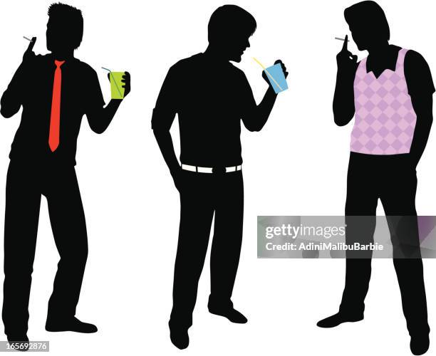 guys in the club - man smoking cigarette stock illustrations
