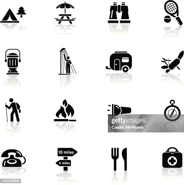 deep black series | camping icons - phone flashlight stock illustrations