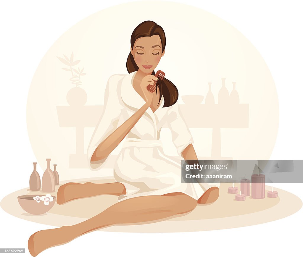 Girl Relaxing In A Spa