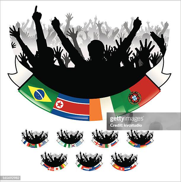 soccer world cup group emblems - african soccer fans stock illustrations