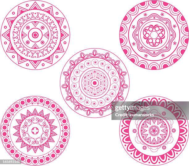 indian rangoli design - rangoli vector stock illustrations