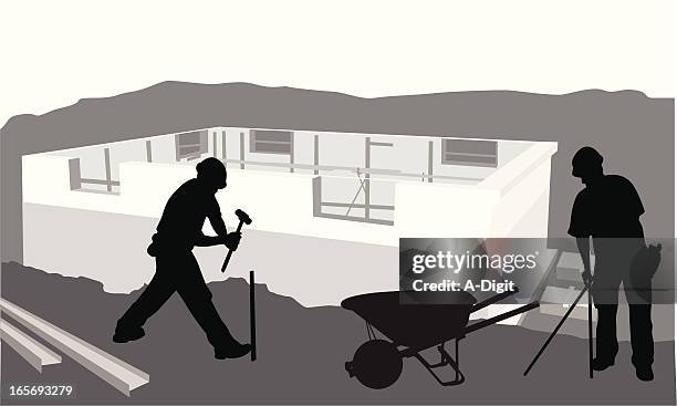 foundations vector silhouette - sledgehammer stock illustrations