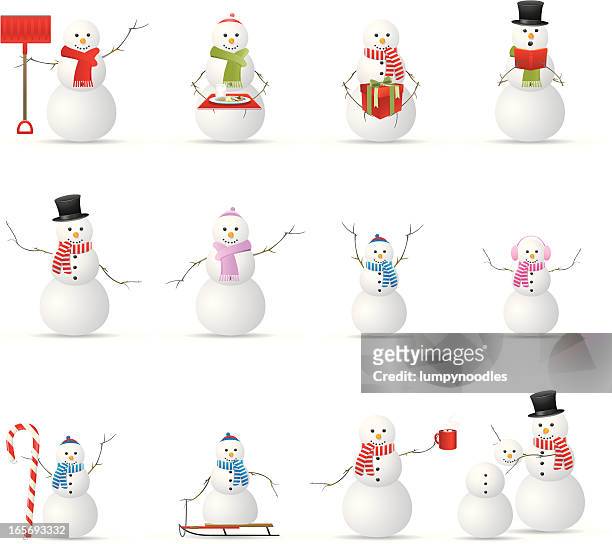 snowmen! - snowman stock illustrations