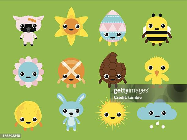 easter and spring characters - chocolate face stock illustrations