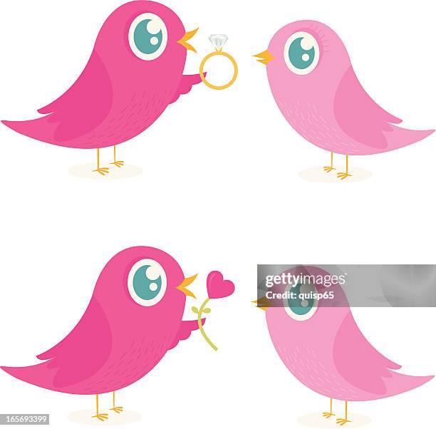 gifting bird - diamond ring stock illustrations