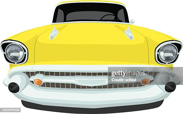 stockillustraties, clipart, cartoons en iconen met chevrolet 1957 bel air - front view - 1957