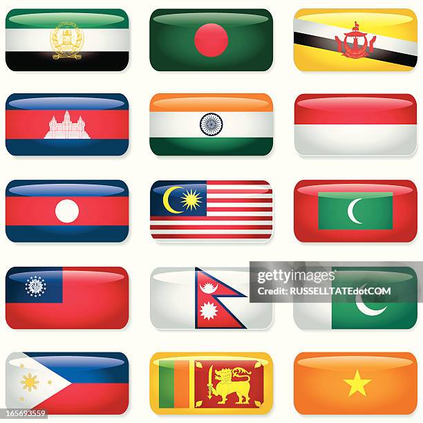 southern asia rectangular flags - maldives stock illustrations