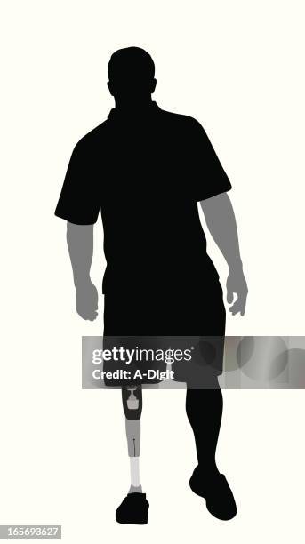 artificial leg vector silhouette - prosthetic equipment stock illustrations