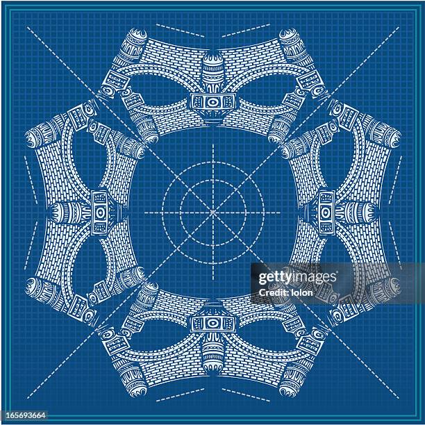 medieval blueprint 3 - single brick stock illustrations