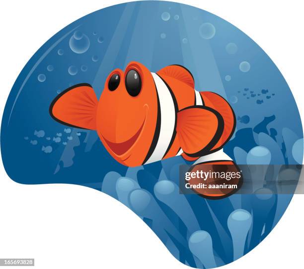 bildbanksillustrationer, clip art samt tecknat material och ikoner med clown fish - blue anemone